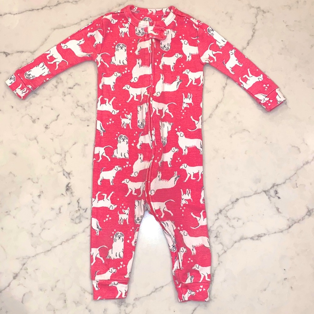 Gap Baby Girl’s Pink Dog Print Footless One-Piece Zip-Up (6-12m)